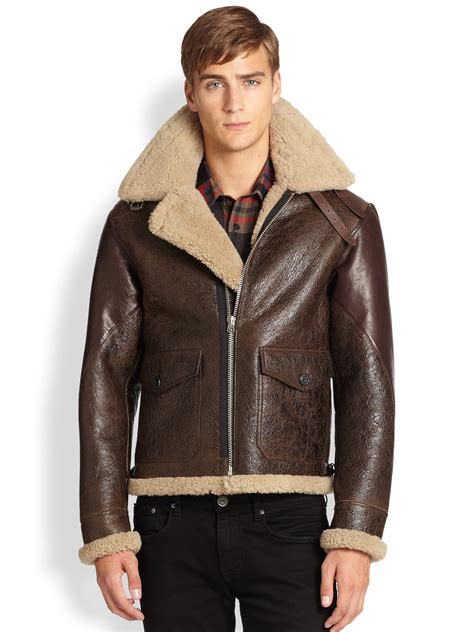 burberry brit shearling biker jacket|burberry leather jacket men's.